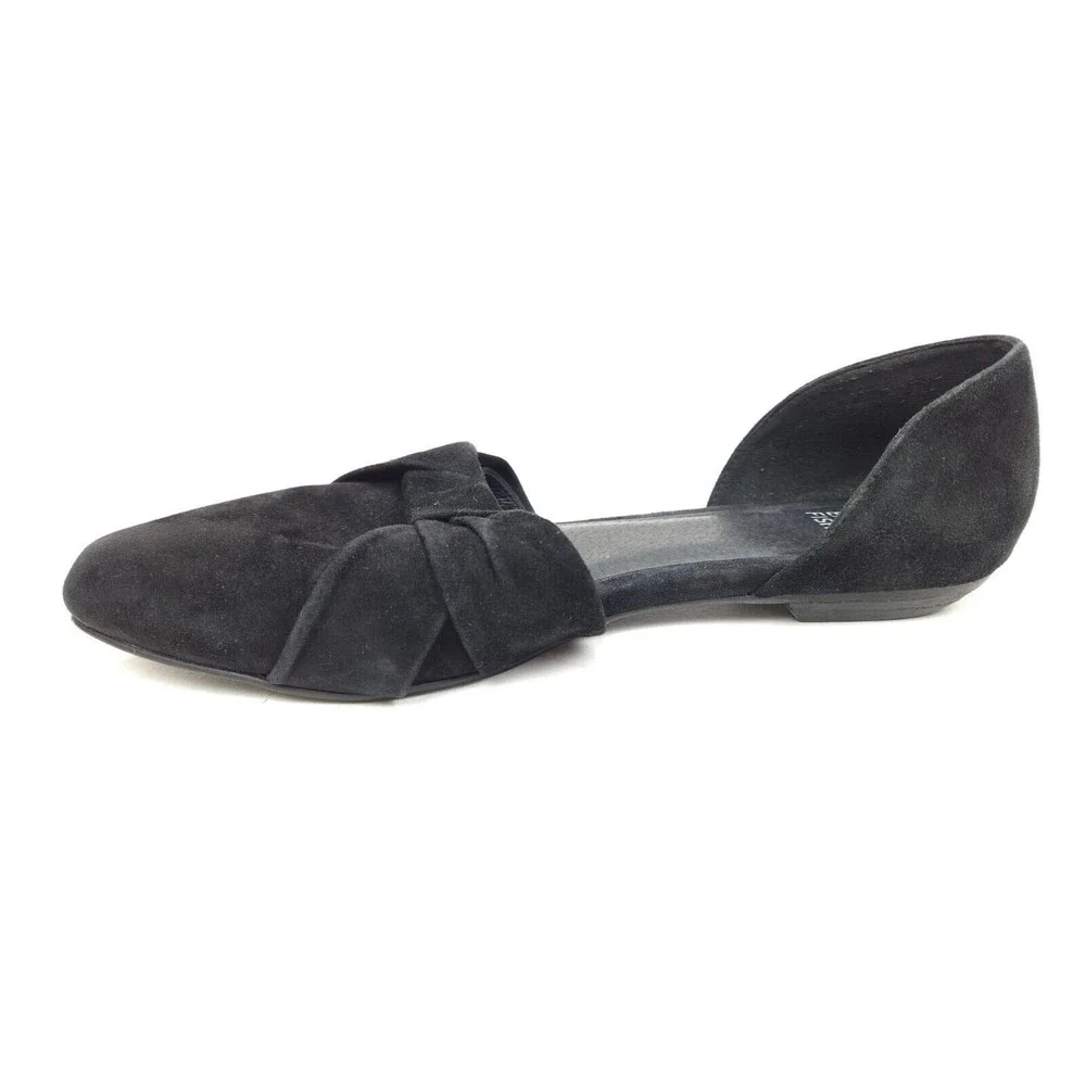 Eileen Fisher Black Hilly Suede d'Orsay Shoes Low Heel Sz 8.5 Wedge Modern